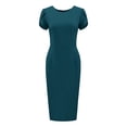 thumbnail image 1 of DARING DIVA Women's Sheath Petal Sleeve Elegant Pencil Dress L Lake Green, 1 of 7