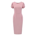 thumbnail image 1 of DARING DIVA Women's Sheath Petal Sleeve Elegant Pencil Dress L Pink, 1 of 7