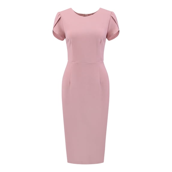 DARING DIVA Women's Sheath Petal Sleeve Elegant Pencil Dress L Pink