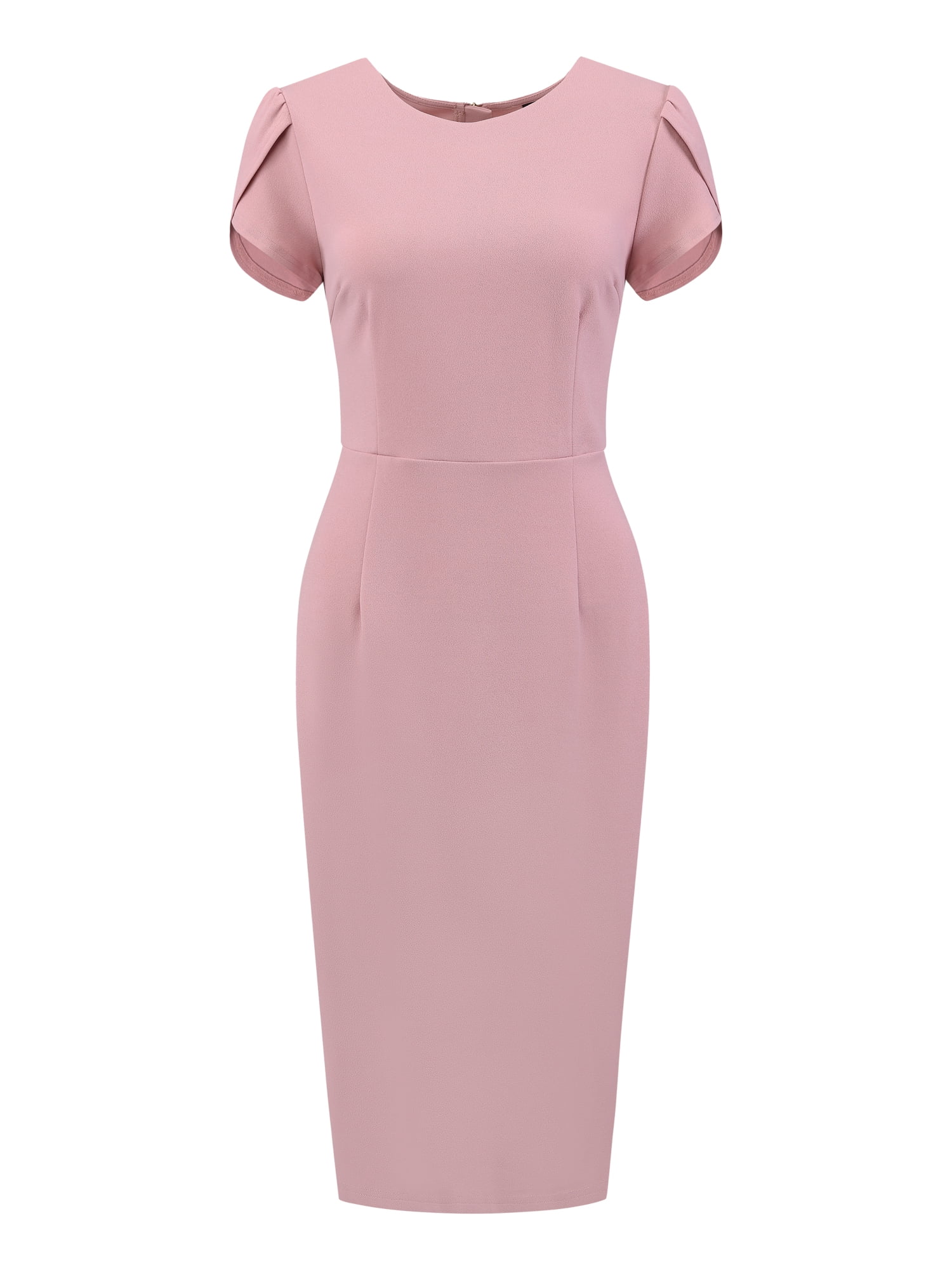 DARING DIVA Women's Sheath Petal Sleeve Elegant Pencil Dress M Pink