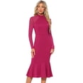 thumbnail image 1 of DARING DIVA Women's Sheer Mesh Mock Neck Elegant Mermaid Dresses S Rose Red, 1 of 6