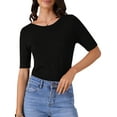 thumbnail image 1 of DARING DIVA Women's Short Sleeve Basic Lightweight Stretchy T-Shirt XS Black, 1 of 6