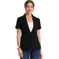 thumbnail image 1 of DARING DIVA Women's Short Sleeve Blazer Button Office Suit Jacket XS Black, 1 of 6