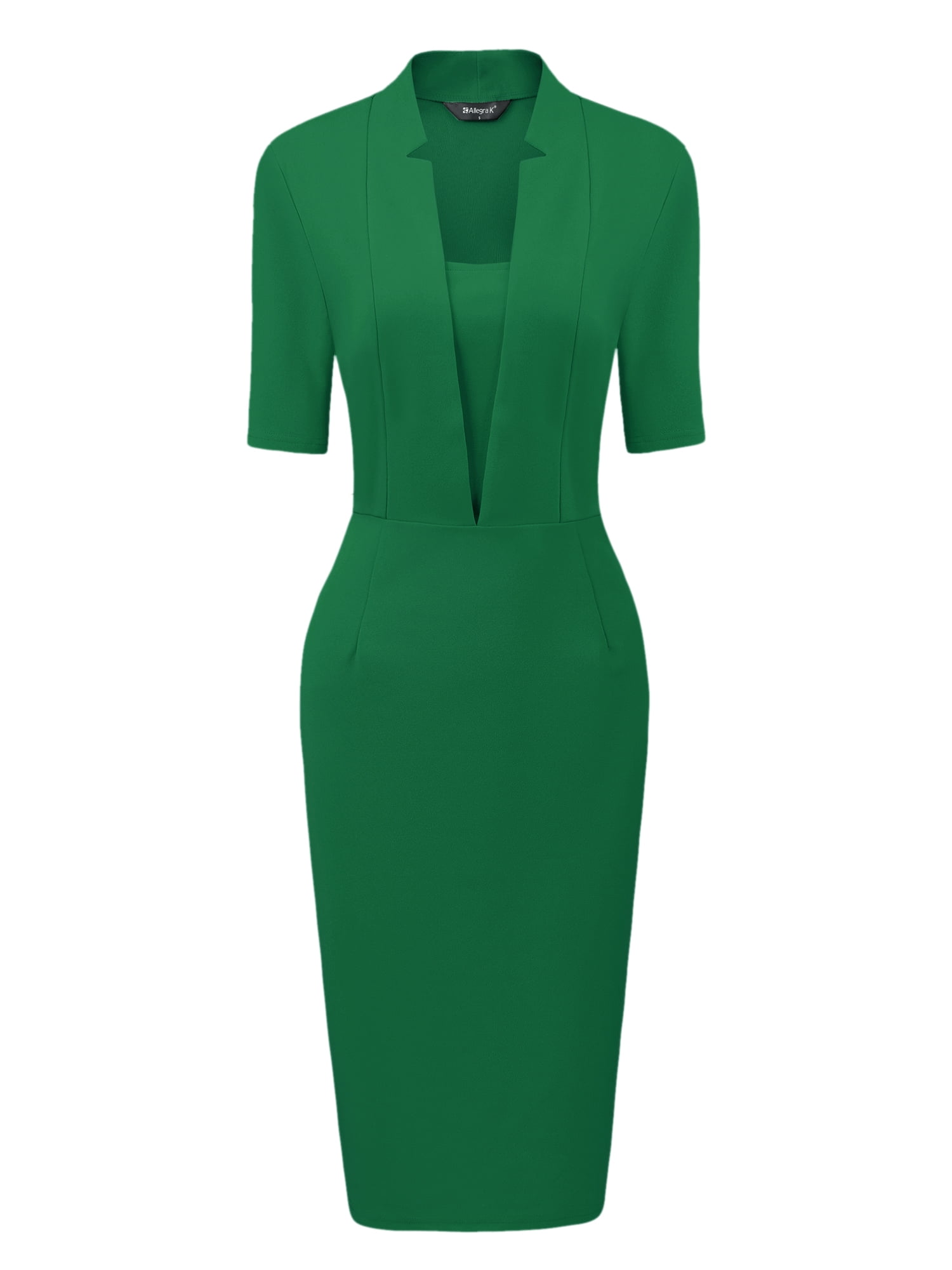 DARING DIVA Women's Short Sleeve Business Office Pencil Dress M Green