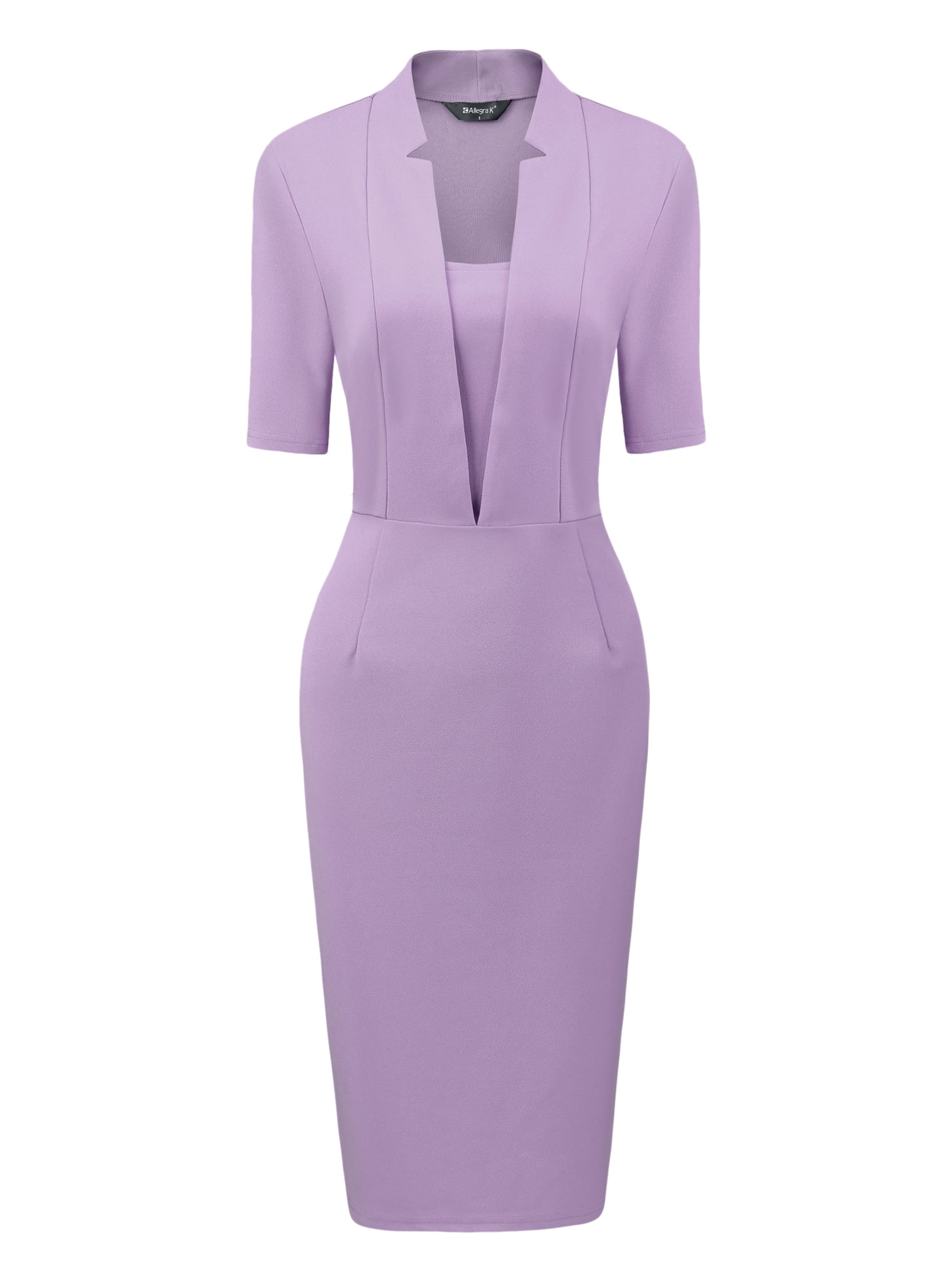 DARING DIVA Women's Short Sleeve Business Office Pencil Dress XL Violet