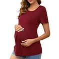 thumbnail image 1 of DARING DIVA Women's Short Sleeve Crew Neck Wrinkle Design Maternity Blouses XXL Red, 1 of 7