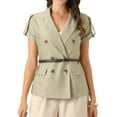 thumbnail image 1 of DARING DIVA Women's Short Sleeve Double Breasted Blazer Jacket XS Light Brown, 1 of 6