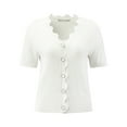 thumbnail image 1 of DARING DIVA Women's Short Sleeve Knit Ribbed Cropped Sweater Top M White, 1 of 6