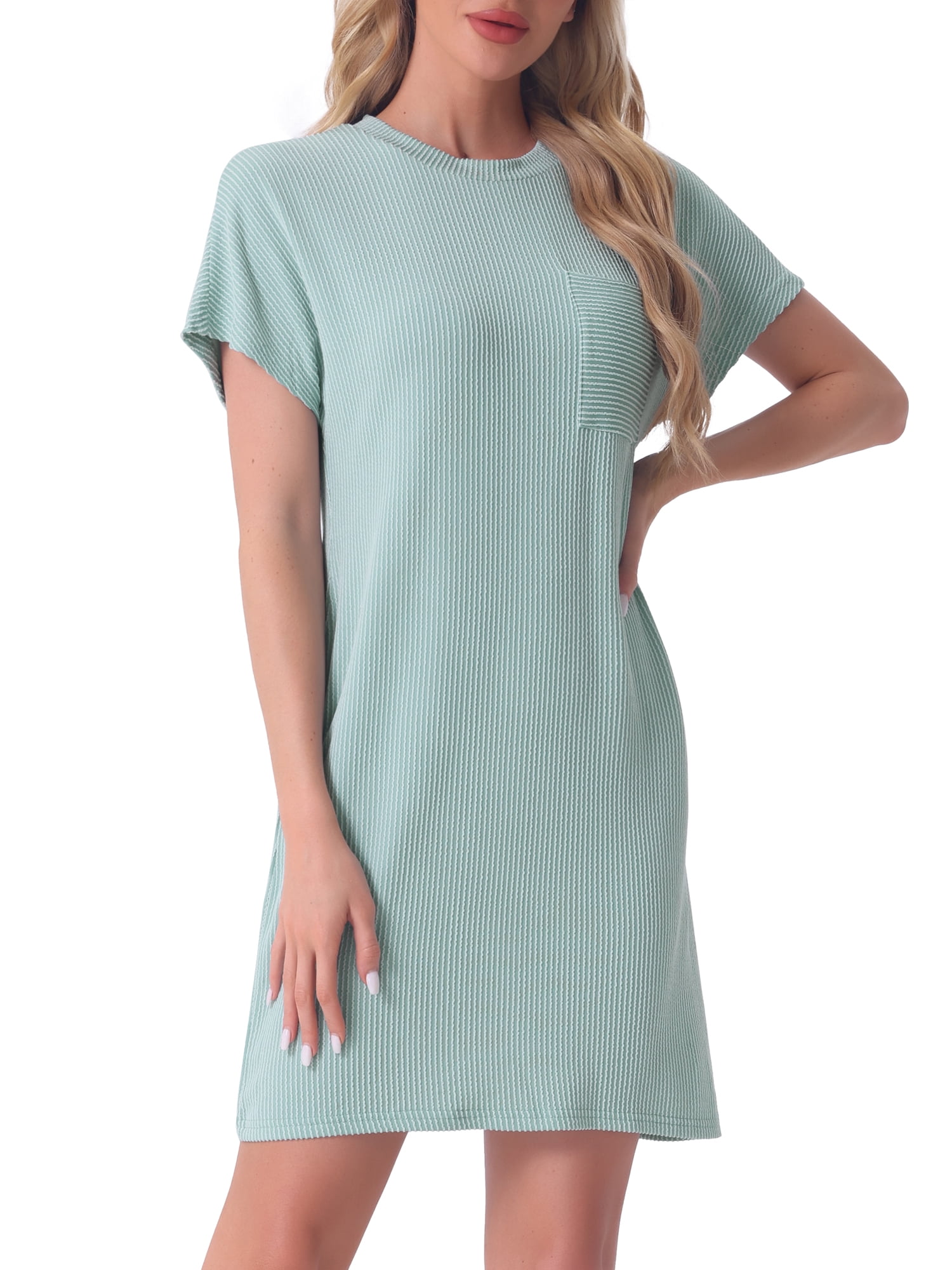DARING DIVA Women's Short Sleeve Nightgown Lounge Nightshirt L Green
