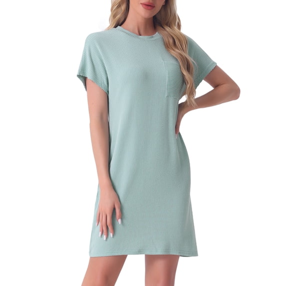 DARING DIVA Women's Short Sleeve Nightgown Lounge Nightshirt M Green