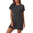 thumbnail image 1 of DARING DIVA Women's Short Sleeve Nightgown Lounge Nightshirt S Gray, 1 of 6