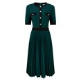 thumbnail image 1 of DARING DIVA Women's Short Sleeve Pleated Casual A-Line Midi Dress S Lake Green, 1 of 7