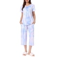 thumbnail image 1 of DARING DIVA Women's Short Sleeve Tie Dye Capri Pants with Pockets Loungewear XL Multicolor, 1 of 7