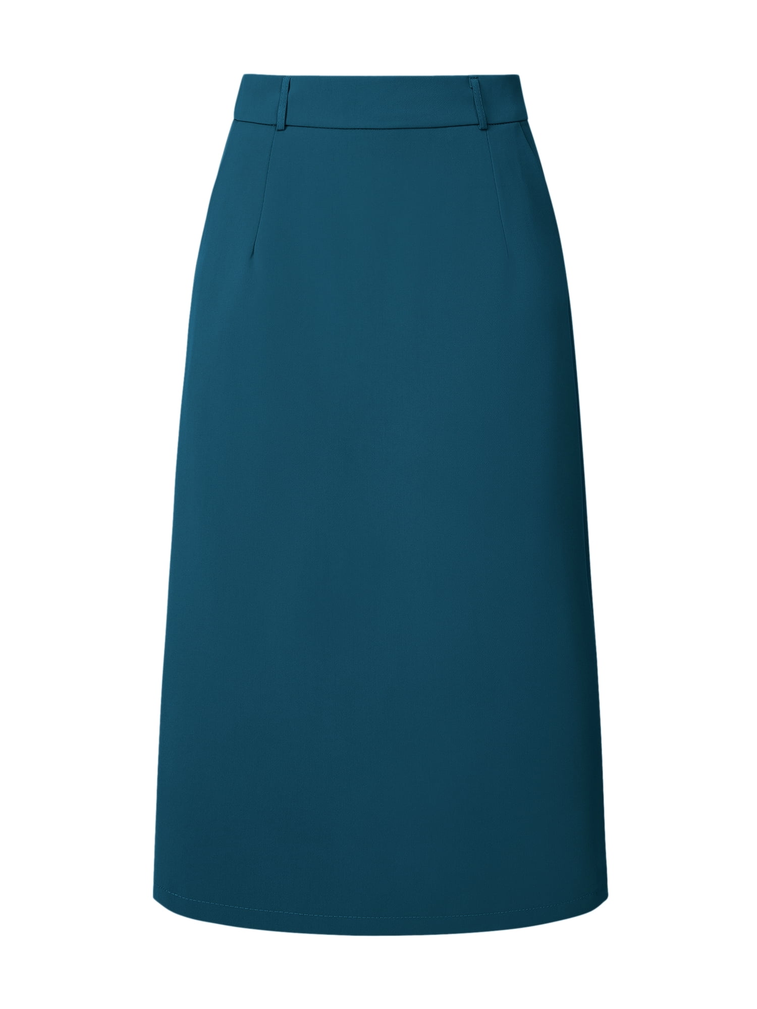 DARING DIVA Women's Side Pocket Pencil Skirt with High Waist and Split Back M Peacock Blue