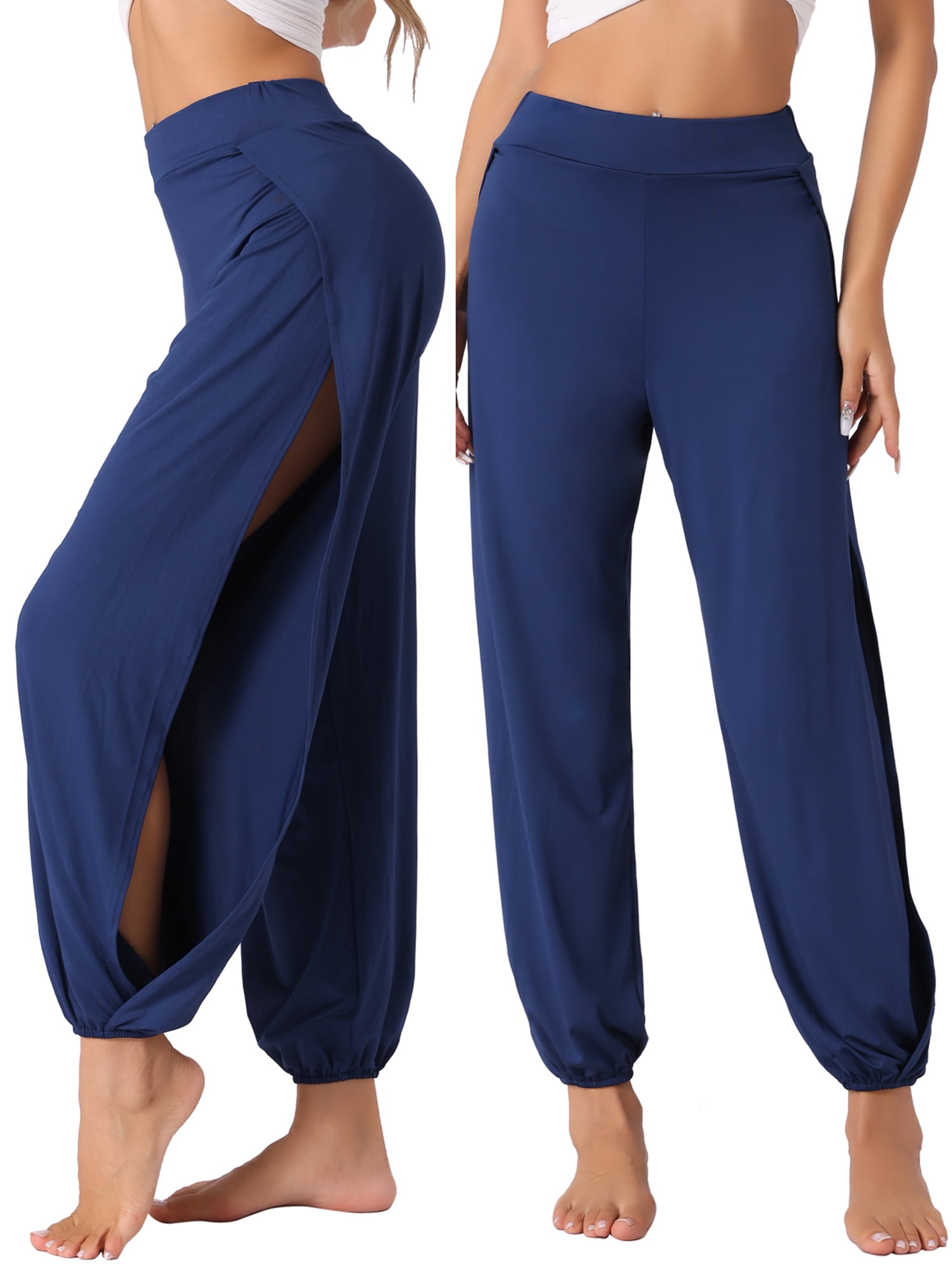 DARING DIVA Women's Side Slit Yoga Harem Pants XL Blue - Walmart.com