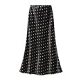 thumbnail image 1 of DARING DIVA Women's Silk Satin Polka Dot Midi Skirt with Design Large Black, 1 of 2