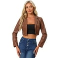 thumbnail image 1 of DARING DIVA Women's Single Breasted Blazer Moto PU Fashion Jacket M Brown, 1 of 6