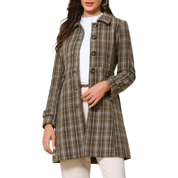 DARING DIVA Women's Single Breasted Vintage Overcoat L Coffee