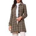 thumbnail image 1 of DARING DIVA Women's Single Breasted Vintage Winter Overcoat Plaid Pea Coat M Coffee, 1 of 6