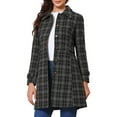 thumbnail image 1 of DARING DIVA Women's Single Breasted Vintage Overcoat XS Black, 1 of 6