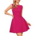 thumbnail image 1 of DARING DIVA Women's Sleeveless Boat Neck A Line Office Work Dress XS Hot Pink, 1 of 6