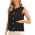thumbnail image 1 of DARING DIVA Women's Sleeveless Button Down Loose Fit Waistcoat Top XS Black, 1 of 7
