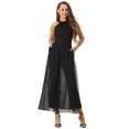 thumbnail image 1 of DARING DIVA Women's Sleeveless Chiffon Wide Leg Jumpsuit L Black, 1 of 6