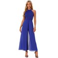 thumbnail image 1 of DARING DIVA Women's Sleeveless Chiffon Wide Leg Jumpsuit S Royal Blue, 1 of 6