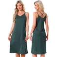 thumbnail image 1 of DARING DIVA Women's Sleeveless Double Spaghetti Strap V Neck Nightgown L Green, 1 of 7