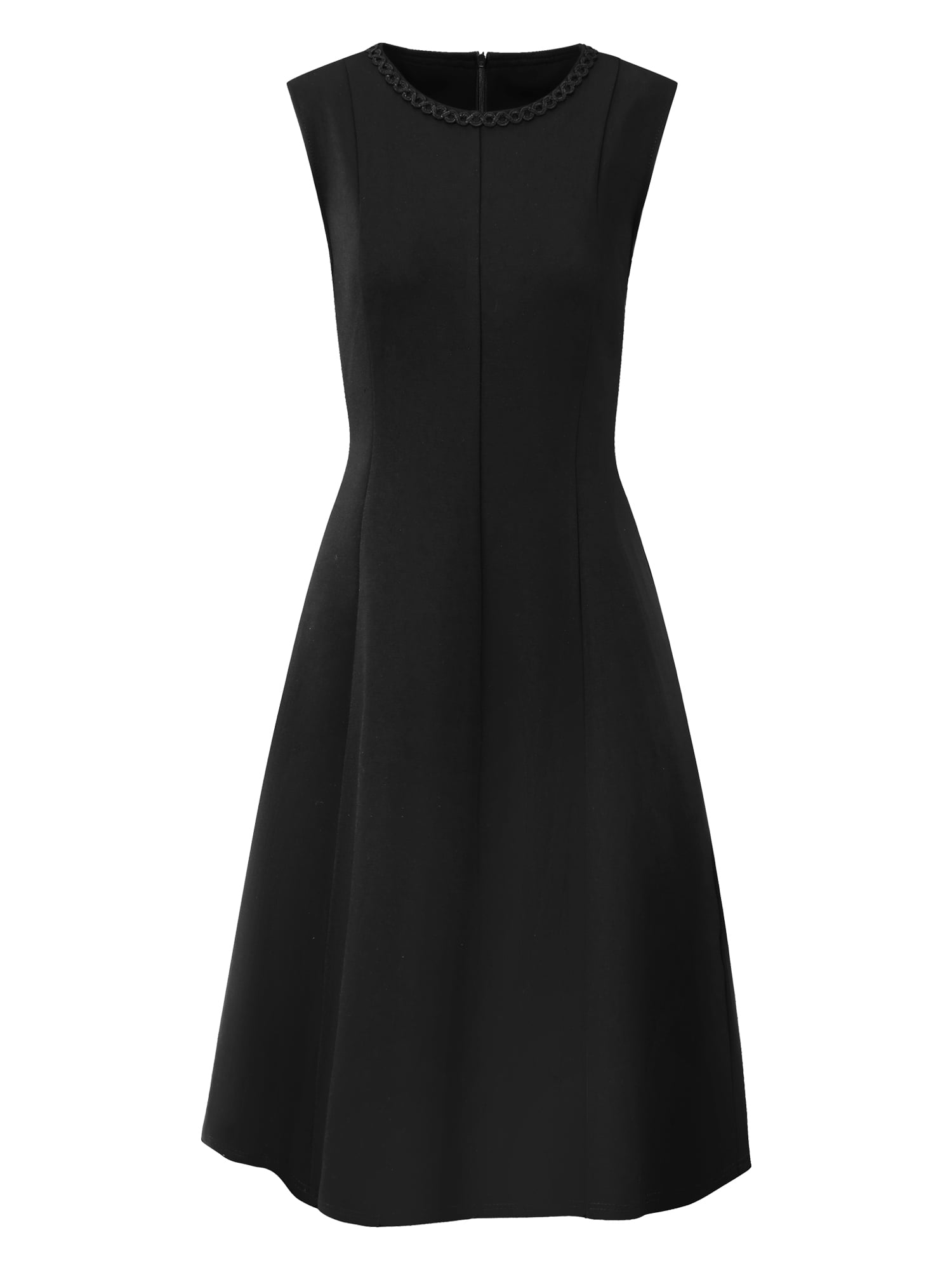DARING DIVA Women's Sleeveless Dress A Line Crew Neck Work Flare Dresses L Black