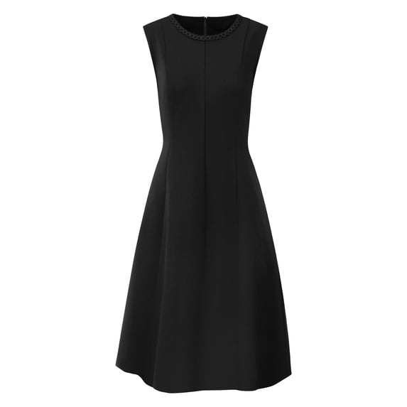 DARING DIVA Women's Sleeveless Dress A Line Crew Neck Work Flare Dresses S Black