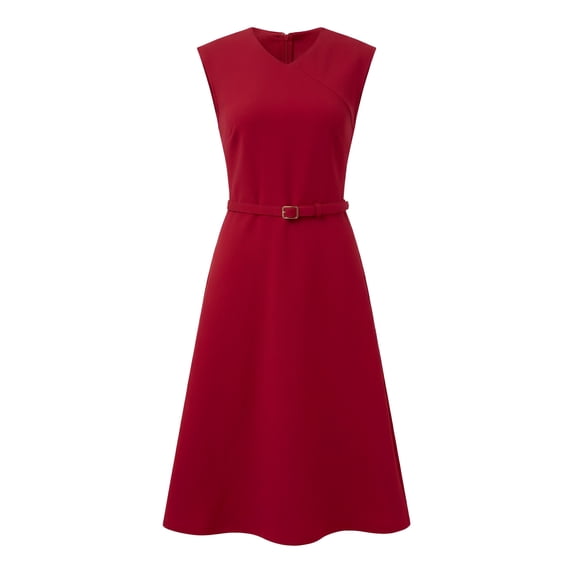 DARING DIVA Women's Sleeveless Dress V Neck Cocktail Party A Line Dresses L Red