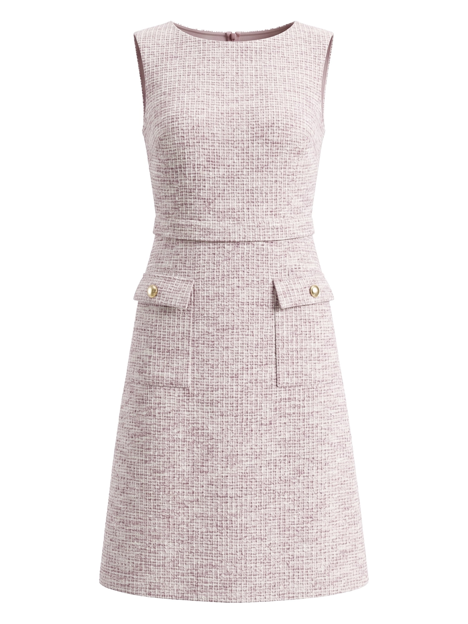 DARING DIVA Women's Sleeveless Elegant Tweed Boat Neck Sheath Dress XL Light Pink
