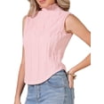 thumbnail image 1 of DARING DIVA Women's Sleeveless Mock Neck Tank Top Textured Business Blouse S Pink, 1 of 6