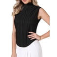 thumbnail image 1 of DARING DIVA Women's Sleeveless Mock Neck Tank Top Textured Business Blouse XS Black, 1 of 6