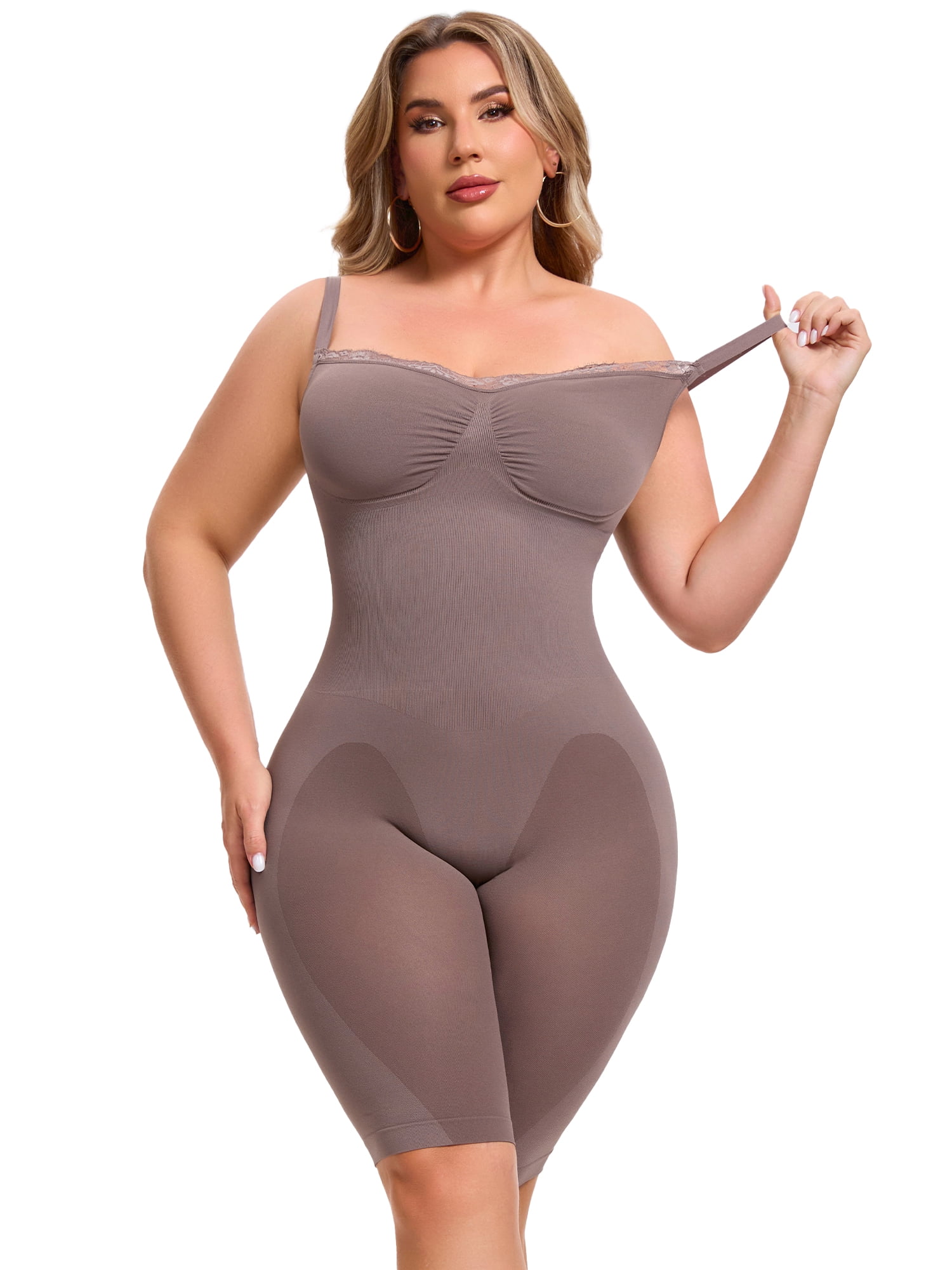 DARING DIVA Women's Sleeveless Shapewear Bodysuits Tummy Control Bodyshaper 2XL Brown