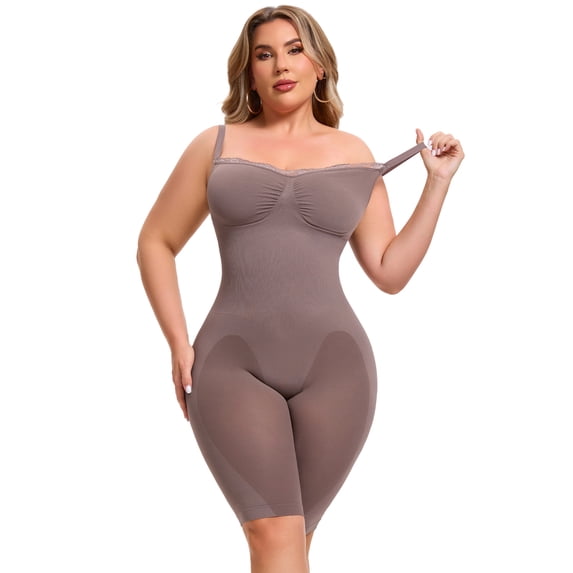 DARING DIVA Women's Sleeveless Shapewear Bodysuits Tummy Control Bodyshaper XL Brown