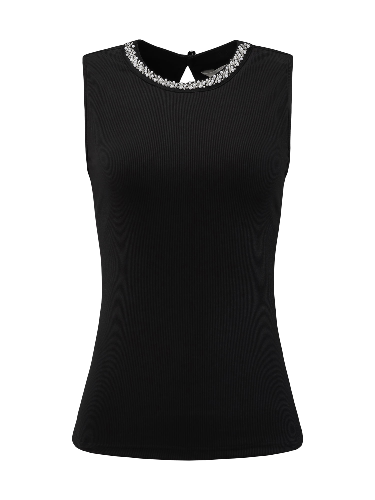 DARING DIVA Women's Sleeveless Top Casual Beaded Tank Blouses Tops S Black