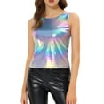 thumbnail image 1 of DARING DIVA Women's Sleeveless U Neck Sparkly Metallic Tank Top 3XL Multicolor Blue, 1 of 6