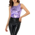 thumbnail image 1 of DARING DIVA Women's Sleeveless U Neck Sparkly Metallic Tank Top XL Purple Tone, 1 of 6