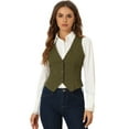 thumbnail image 1 of DARING DIVA Women's Sleeveless V Neck Casual Waistcoat Vest Jacket M Army Green, 1 of 6