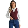 thumbnail image 1 of DARING DIVA Women's Sleeveless V Neck Casual Waistcoat Vest Jacket S Wine Red, 1 of 6