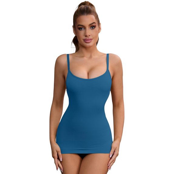 DARING DIVA Women's Slim Adjustable Straps Tummy Control Camisoles S Blue