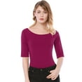 thumbnail image 1 of DARING DIVA Women's Slim Fit Pullover Boat Neck Stretchable T-Shirt 3XL Fuchsia, 1 of 6