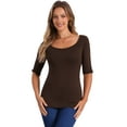 thumbnail image 1 of DARING DIVA Women's Slim Fit Pullover Boat Neck Stretchable T-Shirt M Coffee Brown, 1 of 6