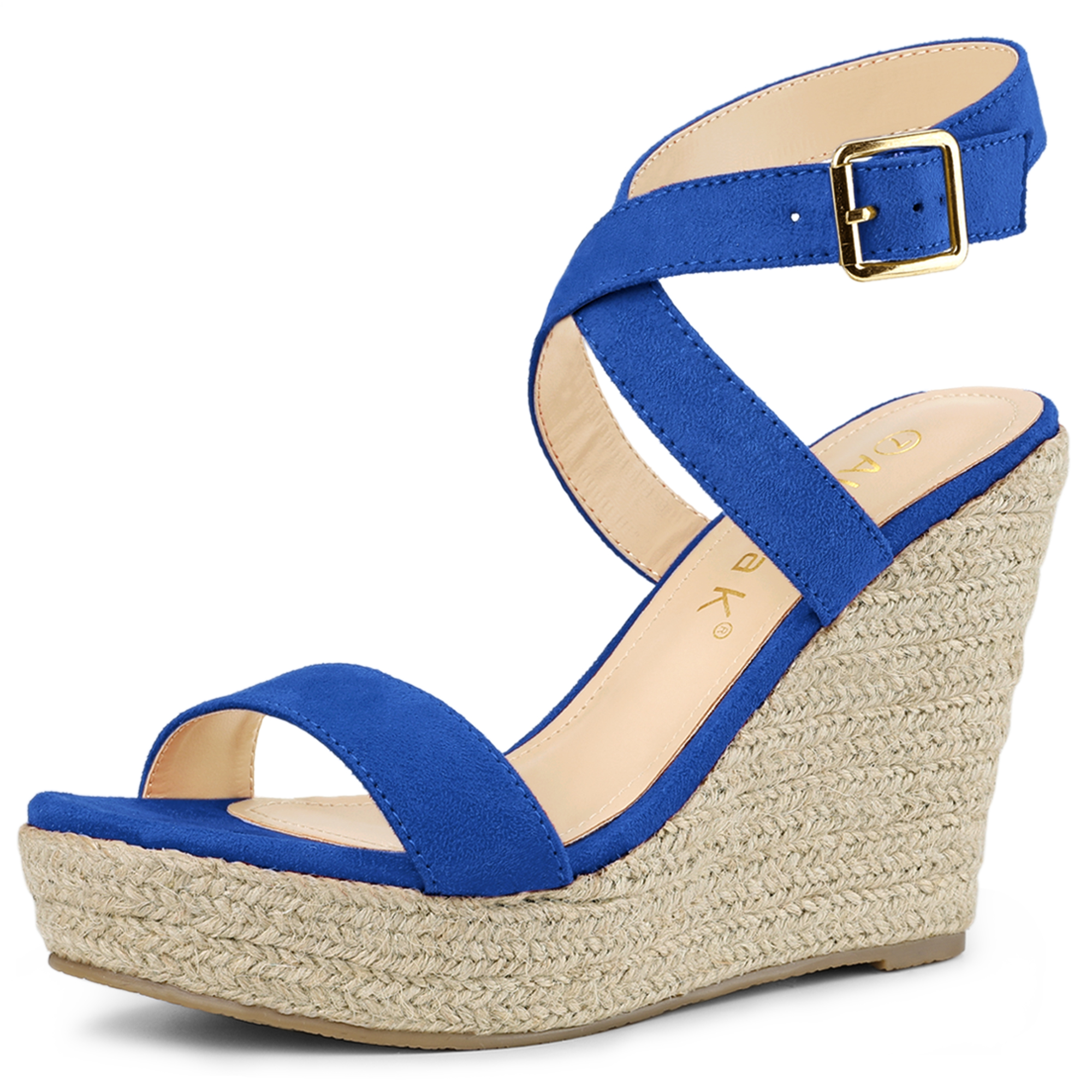 DARING DIVA Women's Slingback Crisscross Wedges Heel Espadrille Sandals Royal Blue 10