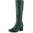 thumbnail image 1 of DARING DIVA Women's Slouch Square Toe Chunky Heels Knee High Boots Dark Green 9.5, 1 of 5