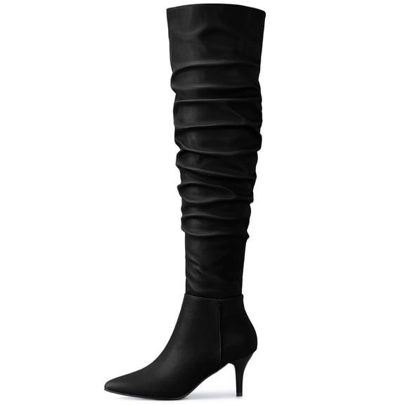 DARING DIVA Women's Slouches Stiletto Heels Over the Knee High Boots Black US 7.5