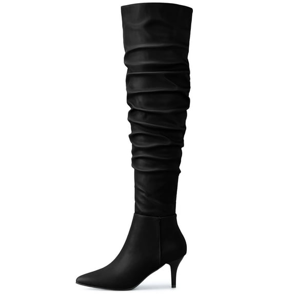 DARING DIVA Women's Slouches Stiletto Heels Over the Knee High Boots Black US 7