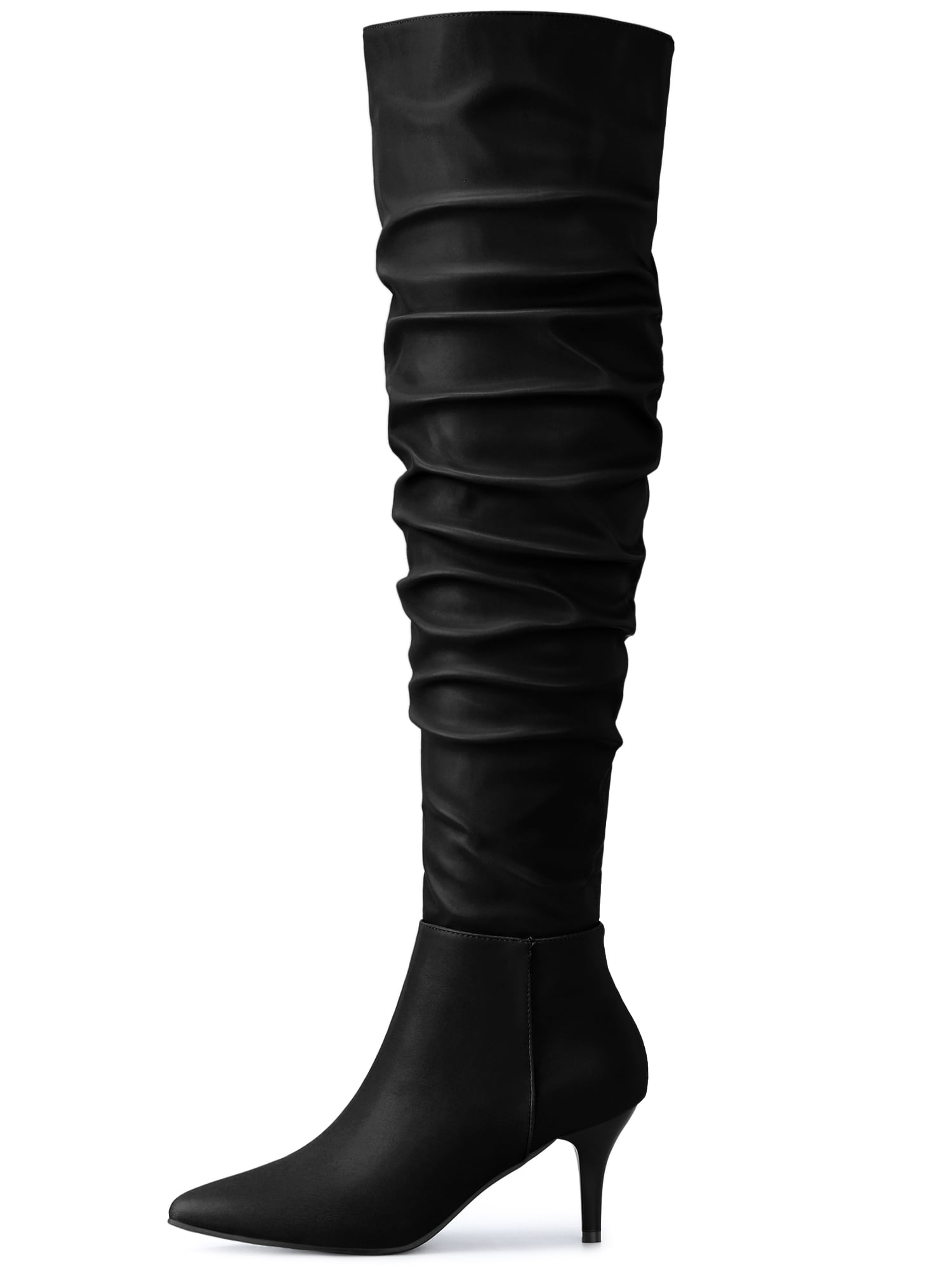 DARING DIVA Women's Slouches Stiletto Heels Over the Knee High Boots Black US 9